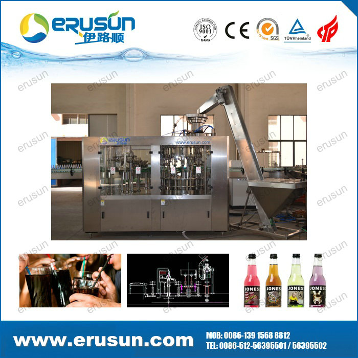 газированные  напитки  , содержащие  газ  стеклянные бутылки  наполнения машины